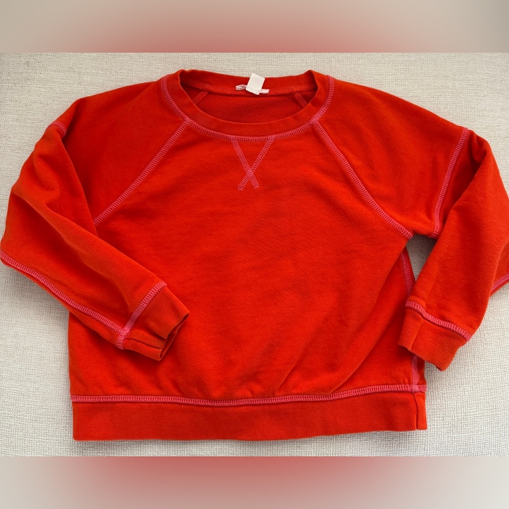 Crewcuts garment-dyed crewneck sweatshirt tangerine and pink 6/7